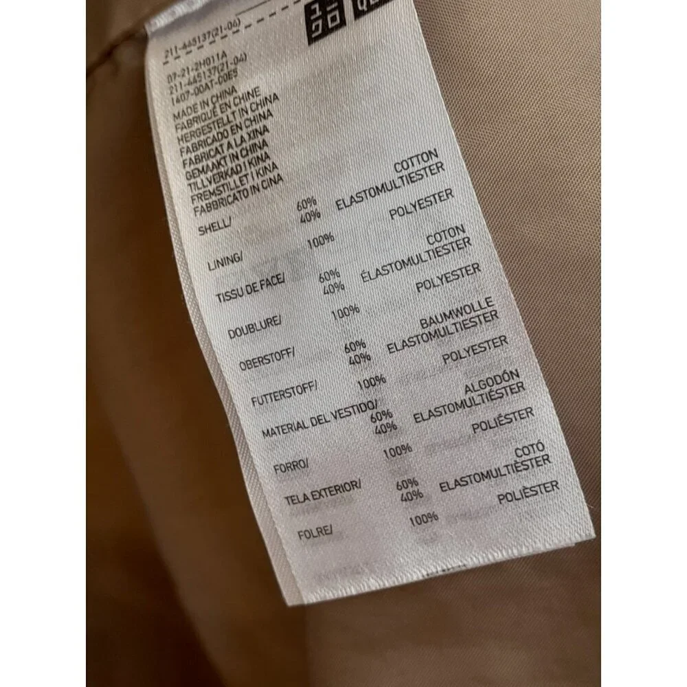 Uniqlo Womens Classic Trench Coat Minimalist Casual Refined Tan Size XS